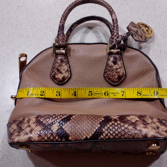 Michael Kors Smythe Small Dome Snakeskin Trimmed Leather Satchel/Crossbody EUC - Picture 14 of 16